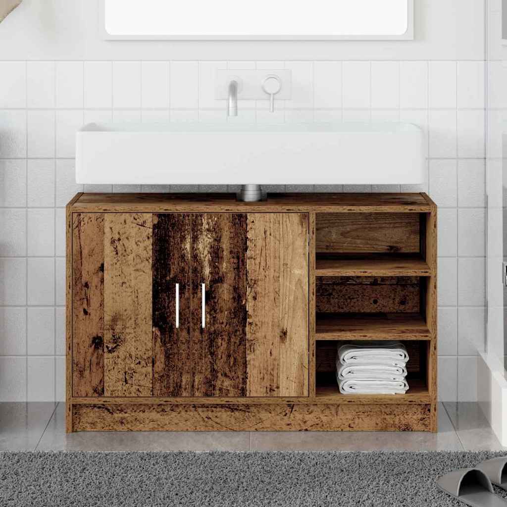Baderomsskap med hylle Gamle tre 90 x 29 x 55 cm Konstruert tre