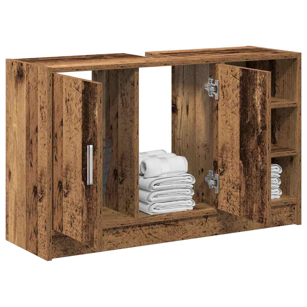 Baderomsskap med hylle Gamle tre 90 x 29 x 55 cm Konstruert tre
