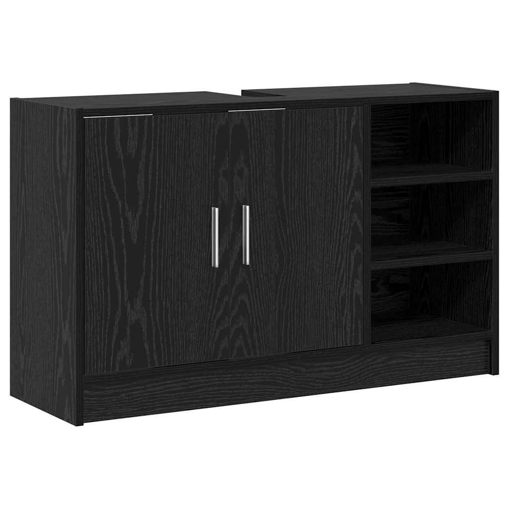 Baderomsskap med hylle Svart Eik 90 x 29 x 55 cm Konstruert tre