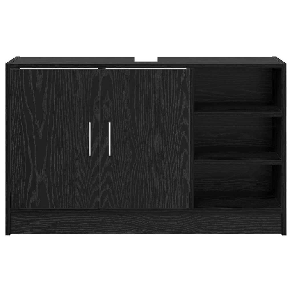 Baderomsskap med hylle Svart Eik 90 x 29 x 55 cm Konstruert tre