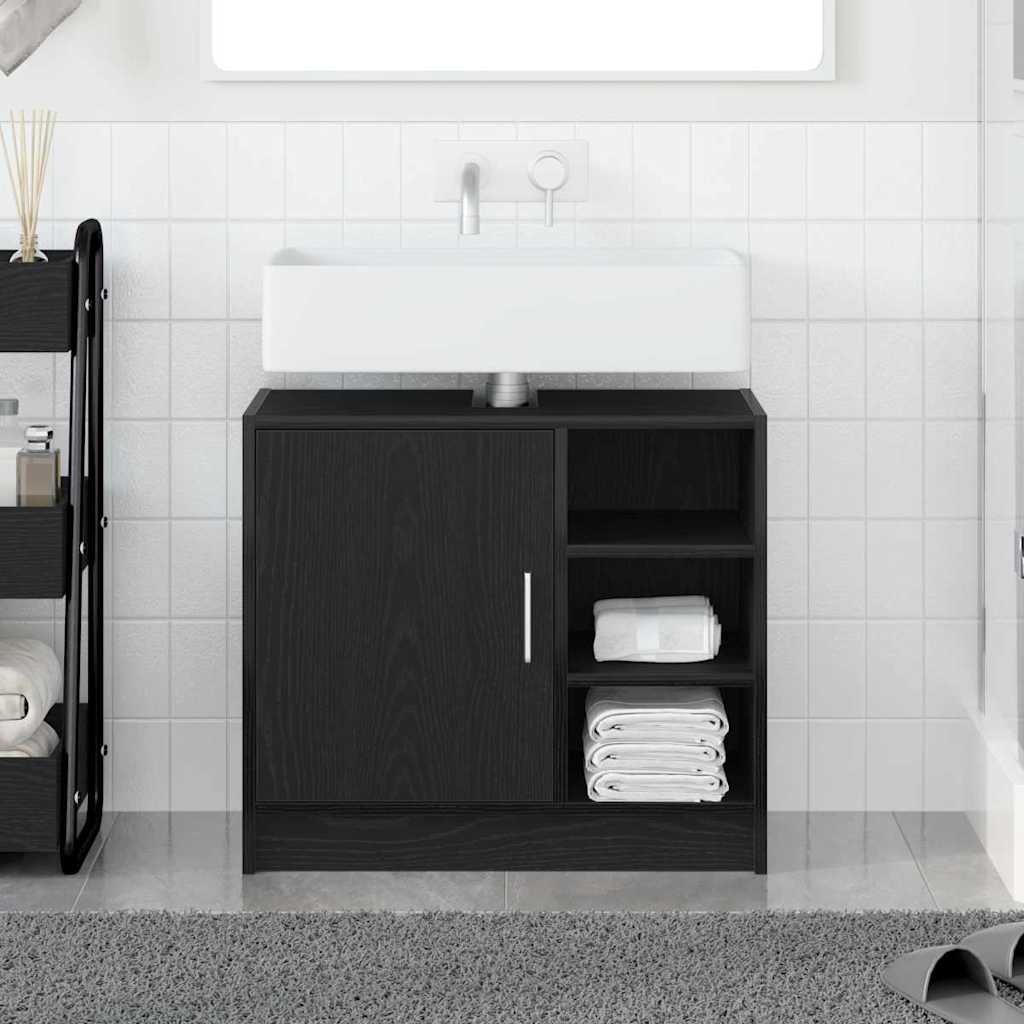 Baderomsskap med hylle Svart Eik 63 x 29 x 55 cm Konstruert tre