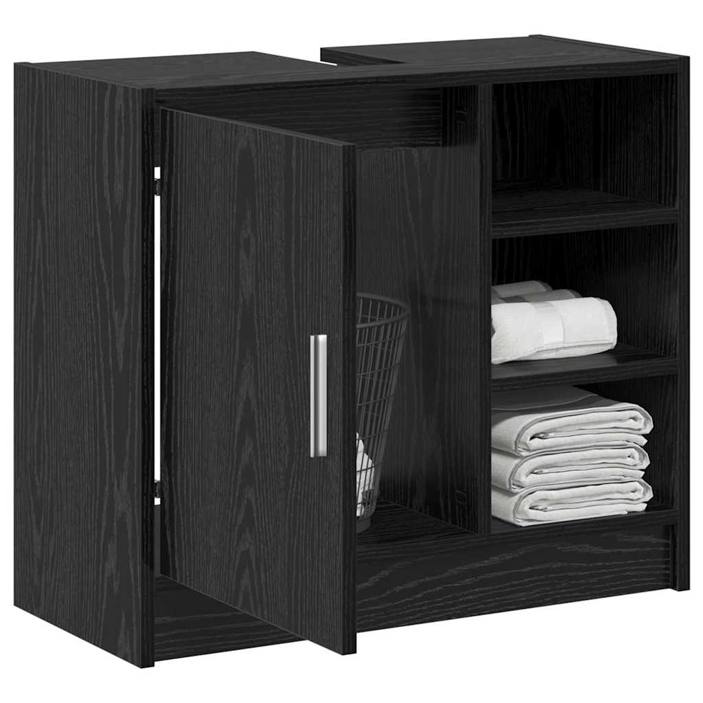Baderomsskap med hylle Svart Eik 63 x 29 x 55 cm Konstruert tre
