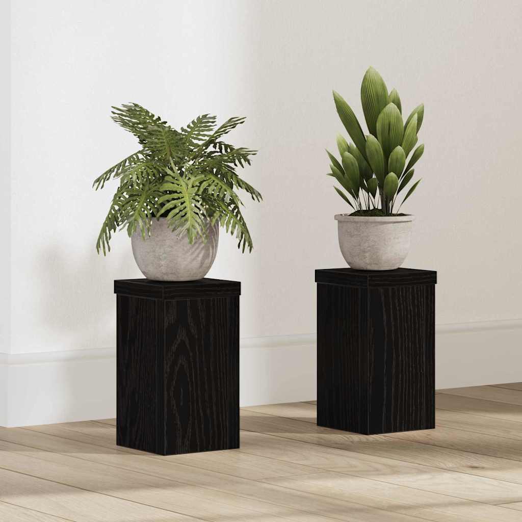Planteholder 2 pcs Svart eik 10 x 10 x 18 cm Konstruert tre