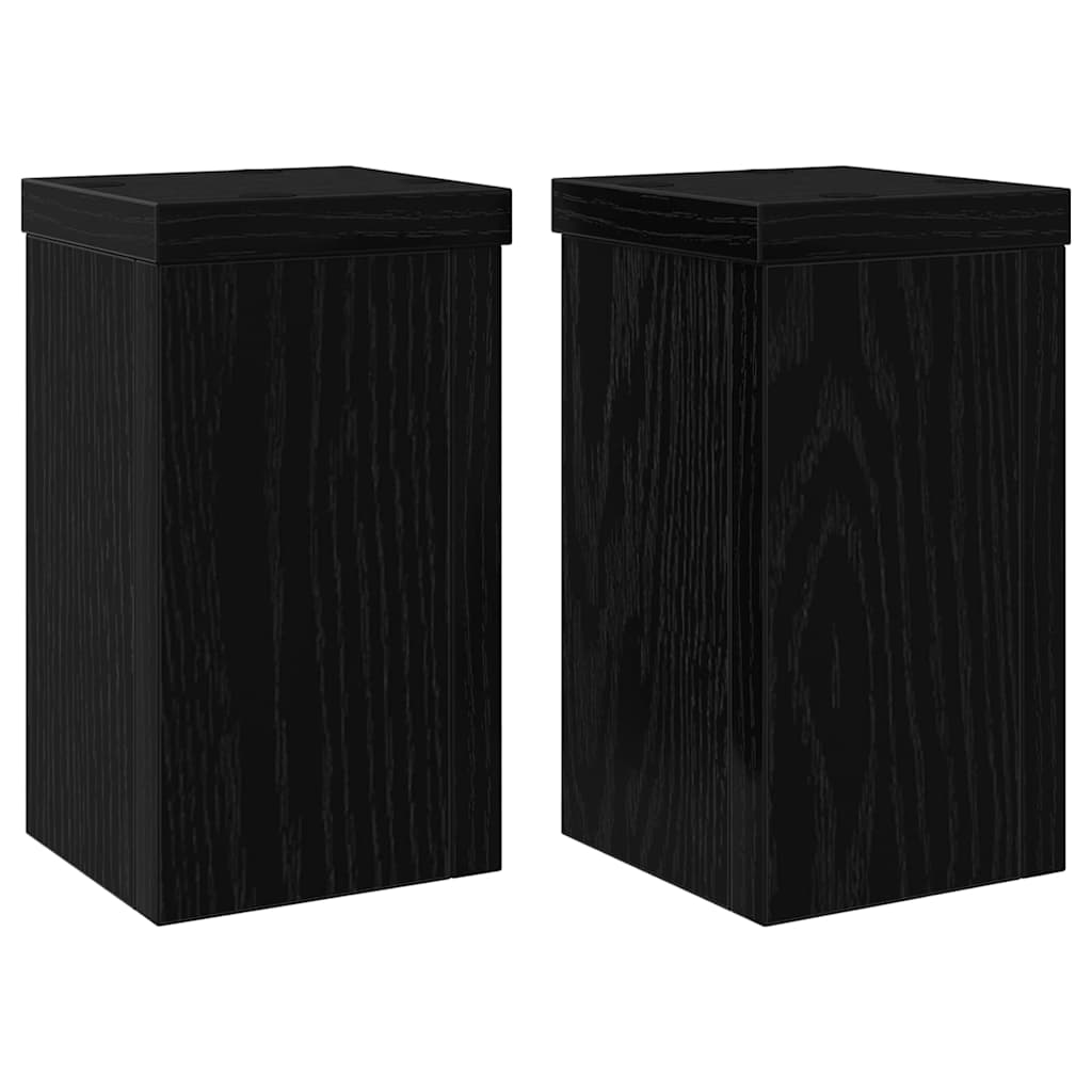 Planteholder 2 pcs Svart eik 10 x 10 x 18 cm Konstruert tre