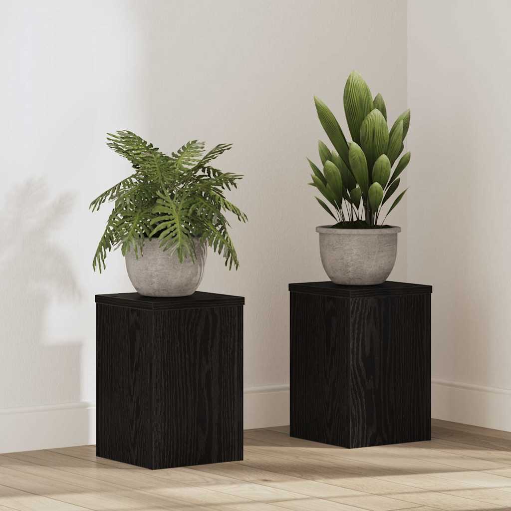 Planteholder 2 pcs Svart Eik 20 x 20 x 30 cm Konstruert tre
