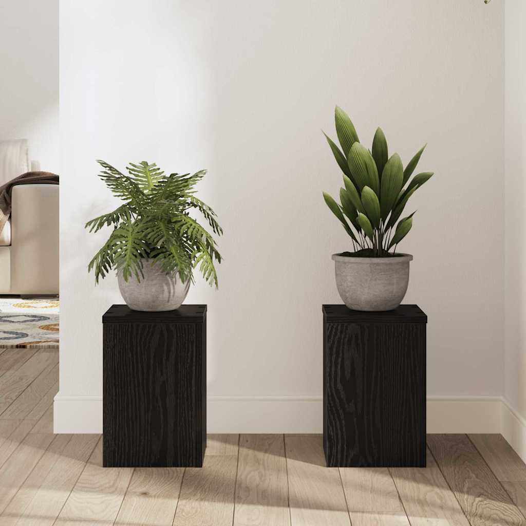 Planteholder 2 pcs Svart Eik 20 x 20 x 30 cm Konstruert tre
