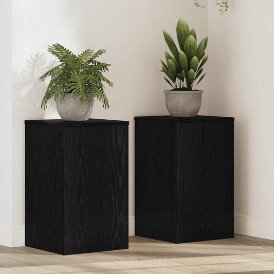 Planteholder 2 pcs Svart Eik 30 x 30 x 50 cm Konstruert tre