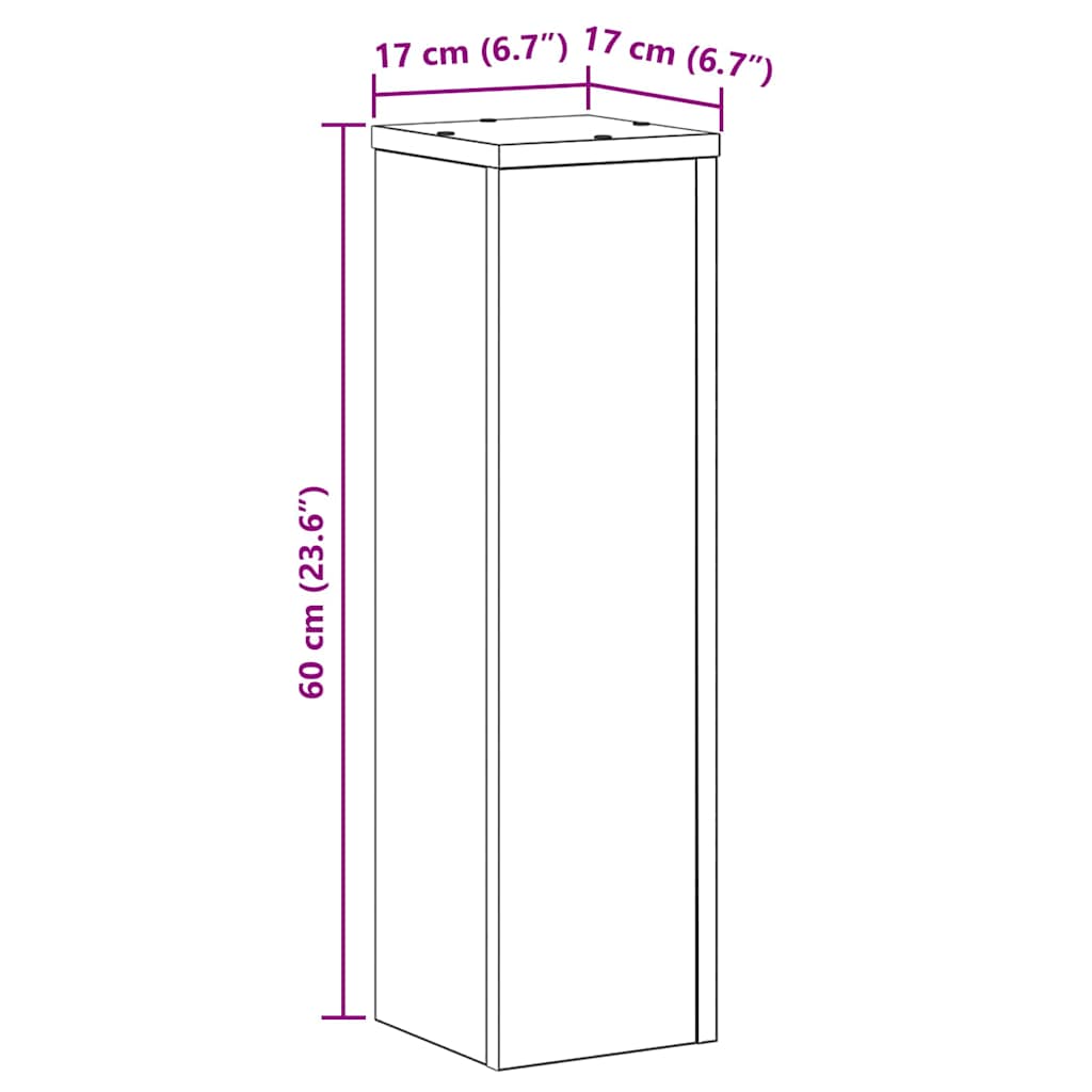 Planteholder 2 pcs Svart eik 17 x 17 x 60 cm Konstruert tre
