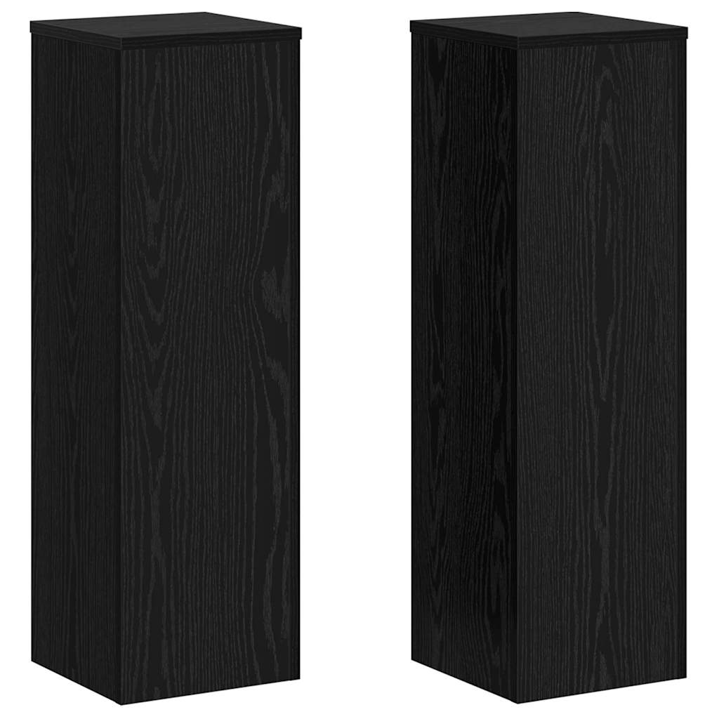Planteholder 2 pcs Svart Eik 25 x 25 x 80 cm Konstruert tre