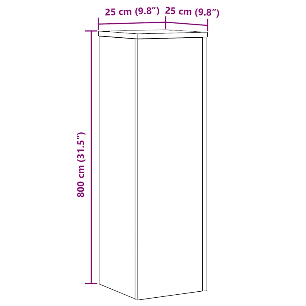 Planteholder 2 pcs Svart Eik 25 x 25 x 80 cm Konstruert tre