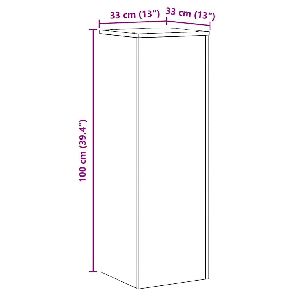 Planteholder Svart Eik 33 x 33 x 100 cm Konstruert tre