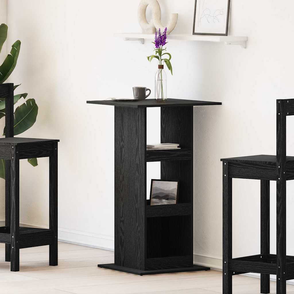 Barbord med hylle Svart Eik 60 x 60 x 100 cm Konstruert tre