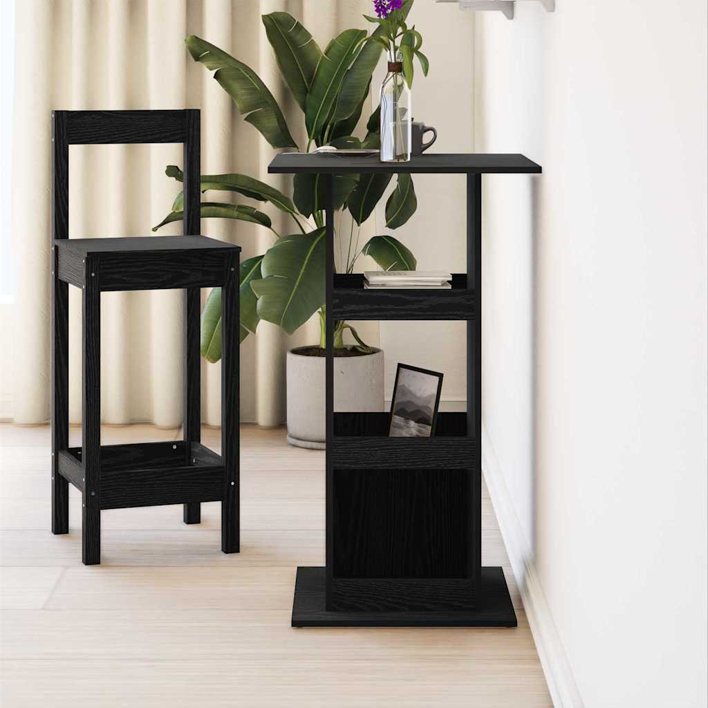 Barbord med hylle Svart Eik 60 x 60 x 100 cm Konstruert tre