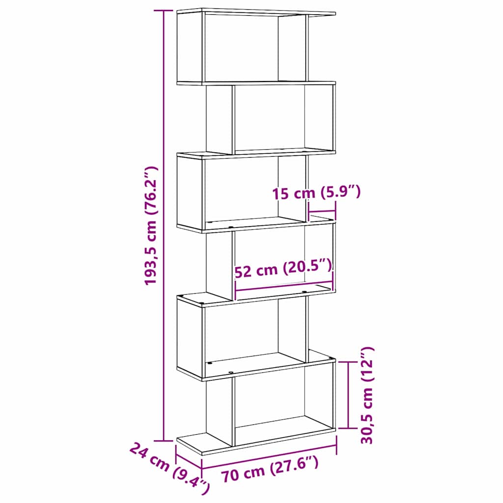Bokskap Svart Eik 70 x 24 x 193,5 cm Konstruert tre