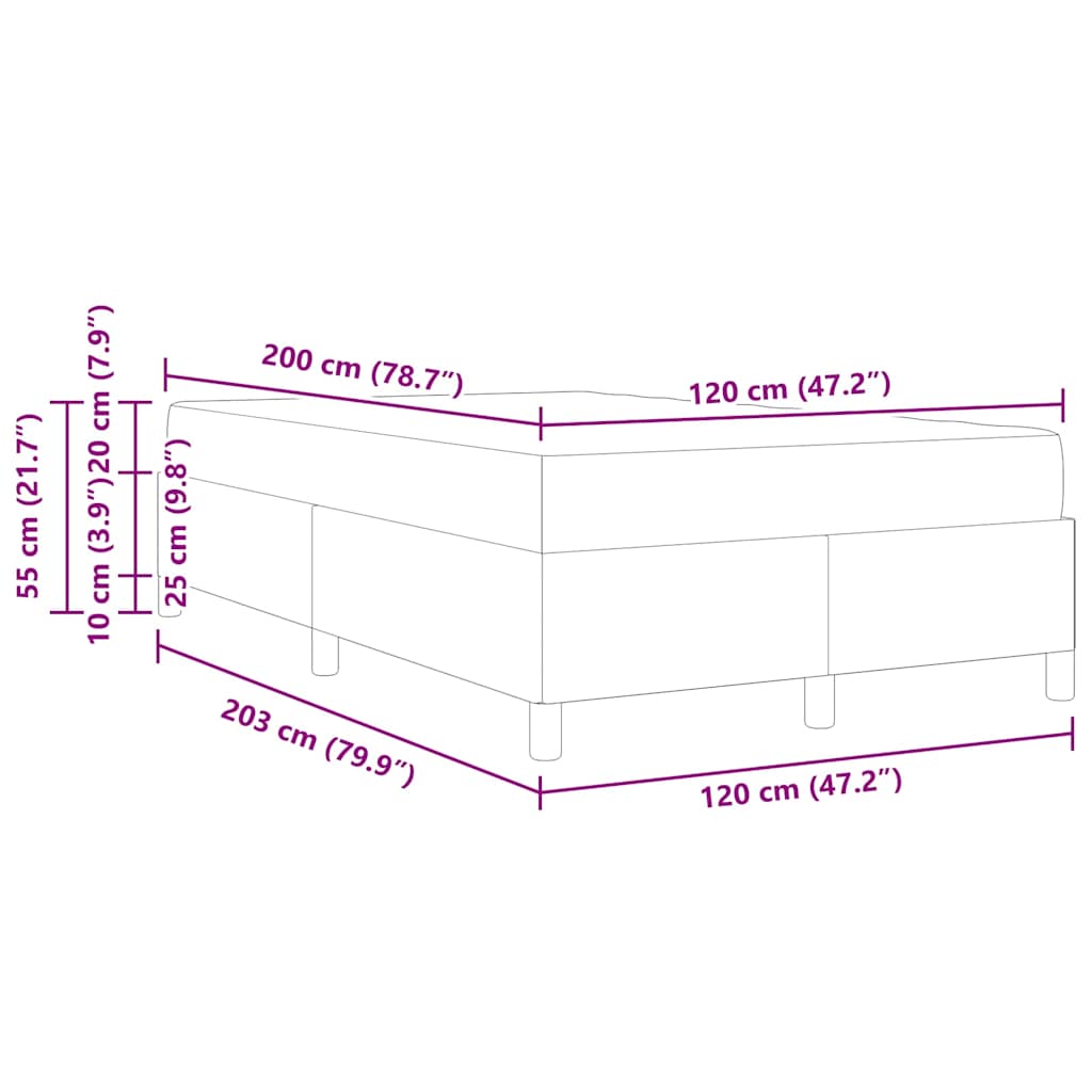 Sengestamme med madrass Blå 120 x 200 cm stoff