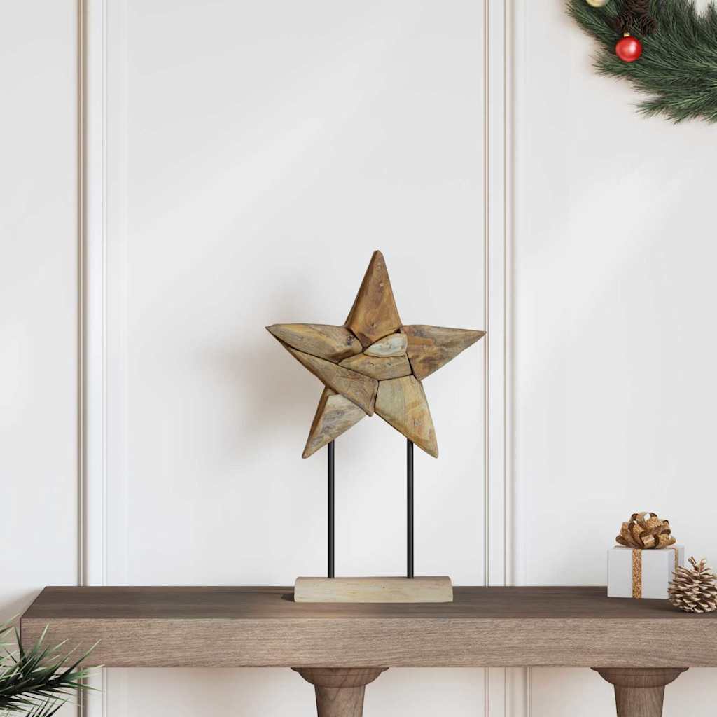Juletre Stjerne Brun 30 x 5 x 45 cm Massivt Teaktre