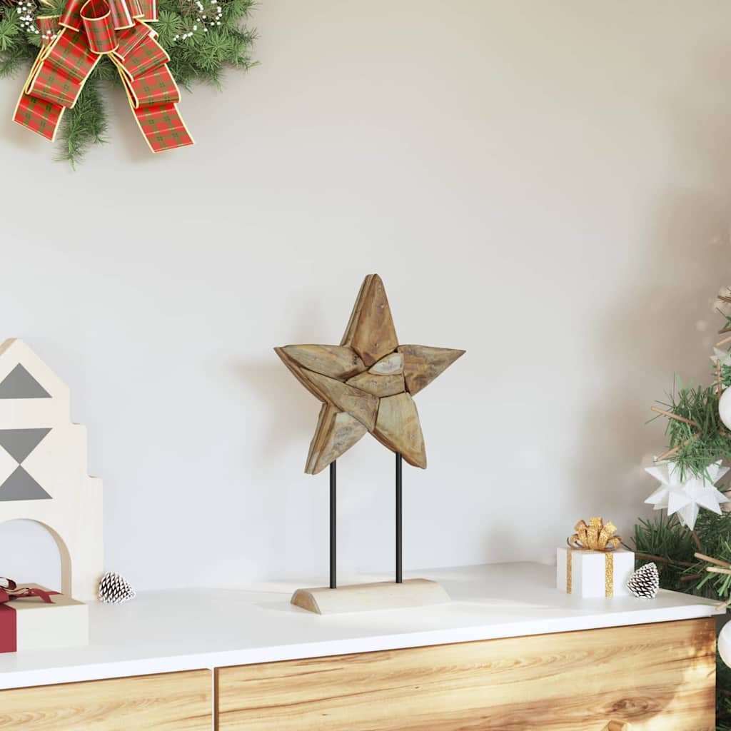 Juletre Stjerne Brun 30 x 5 x 45 cm Massivt Teaktre