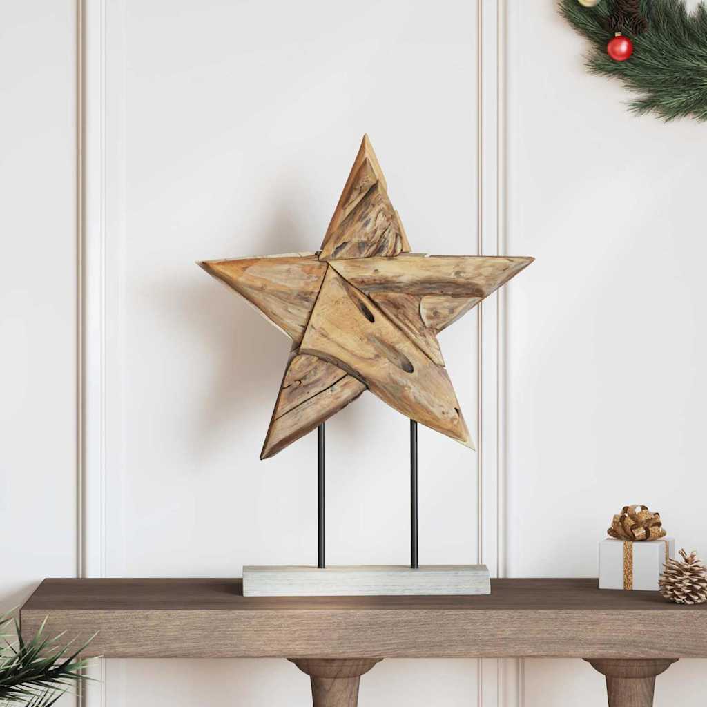 Juletre Stjerne Brun 43,5 x 13,5 x 59 cm Massivt Teaktre