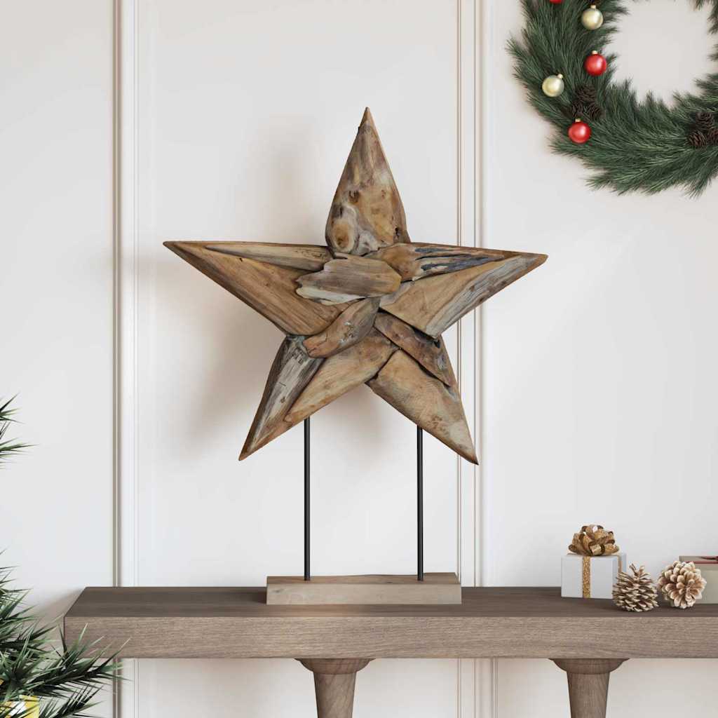 Juletre Stjerne Brun 59,5 x 18 x 74 cm Massivt Teaktre