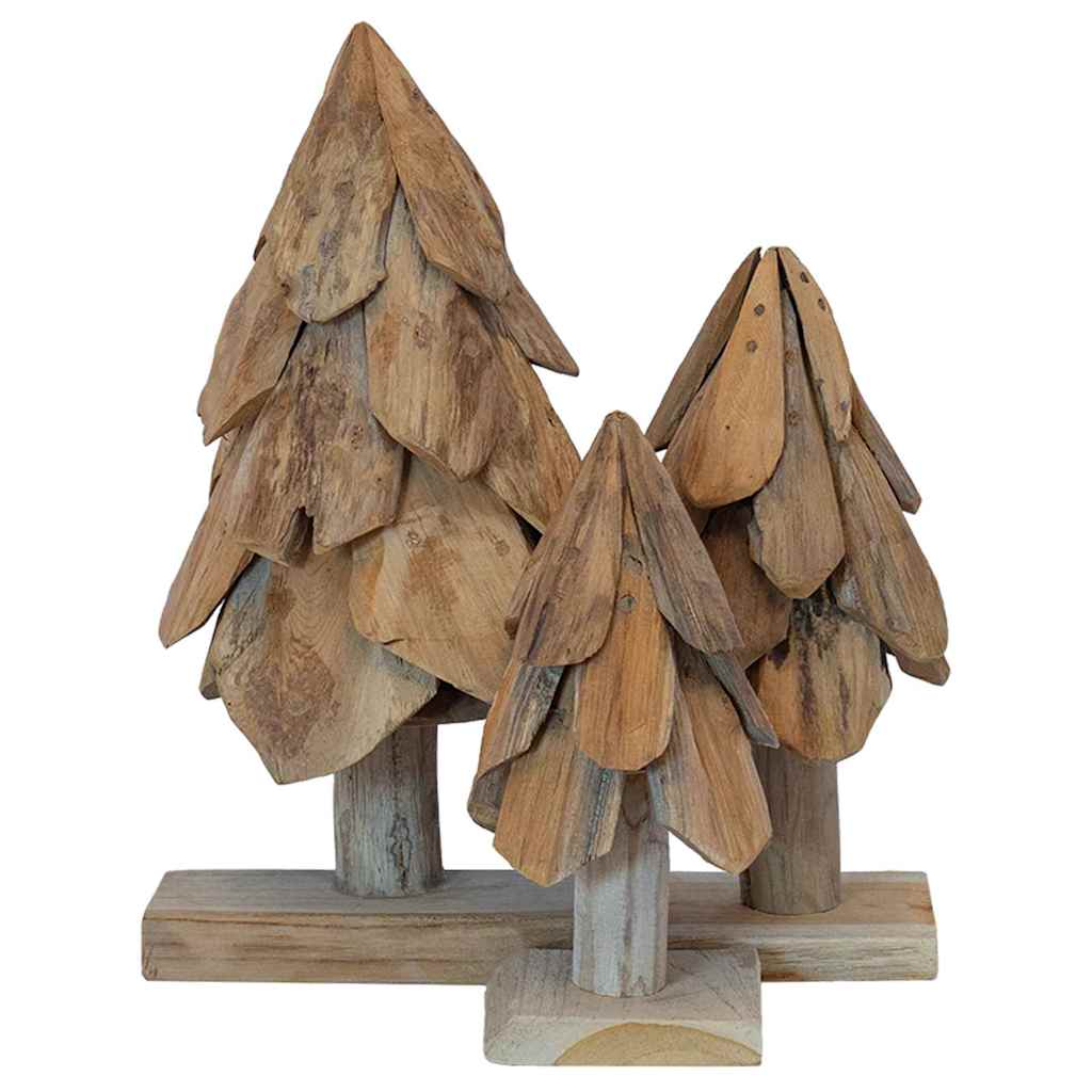 Juletre med stativ 3 pcs Brun Heltre teak