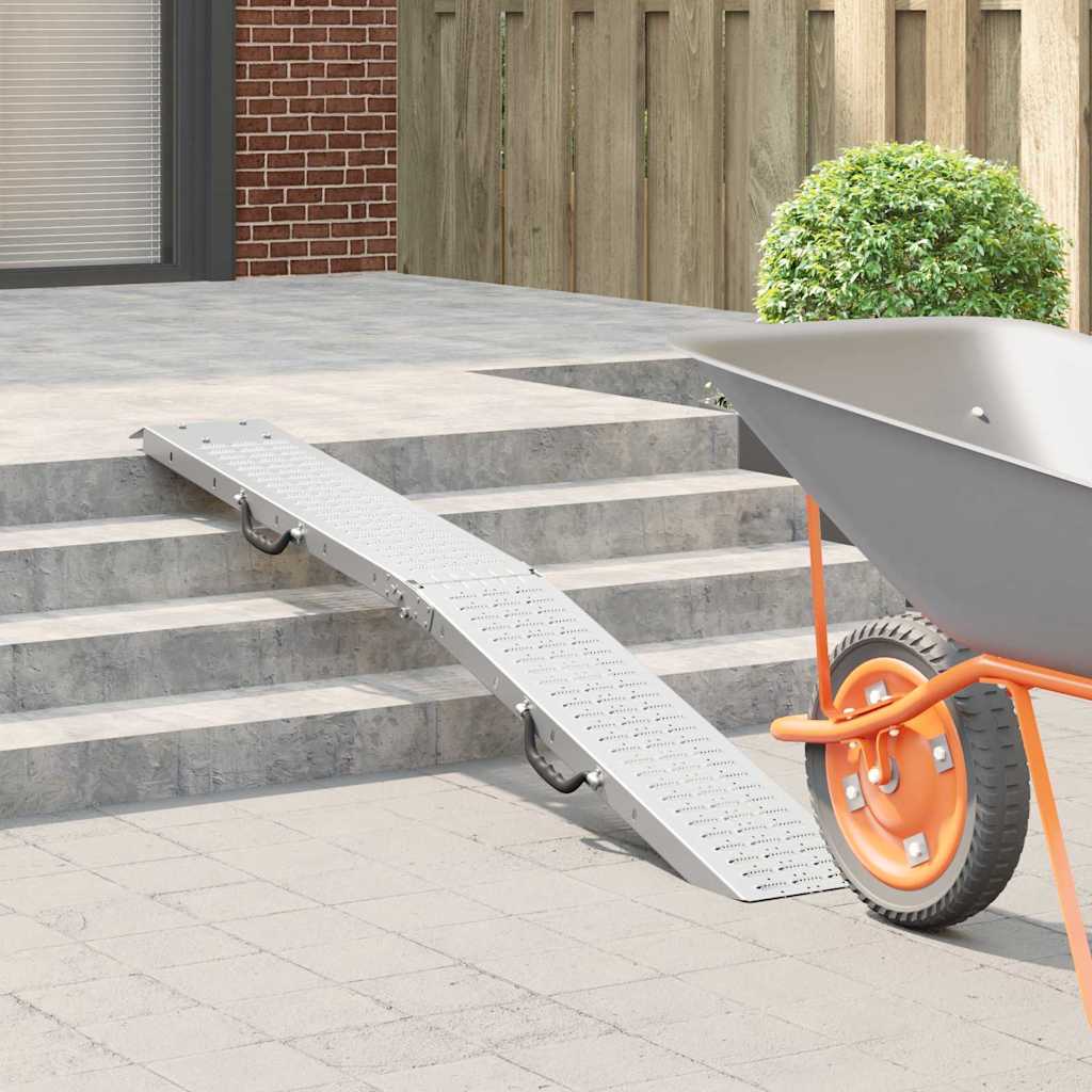 Sammenleggbar rampe 200kg per rampe sølv 186 x 23 x 4,5 cm