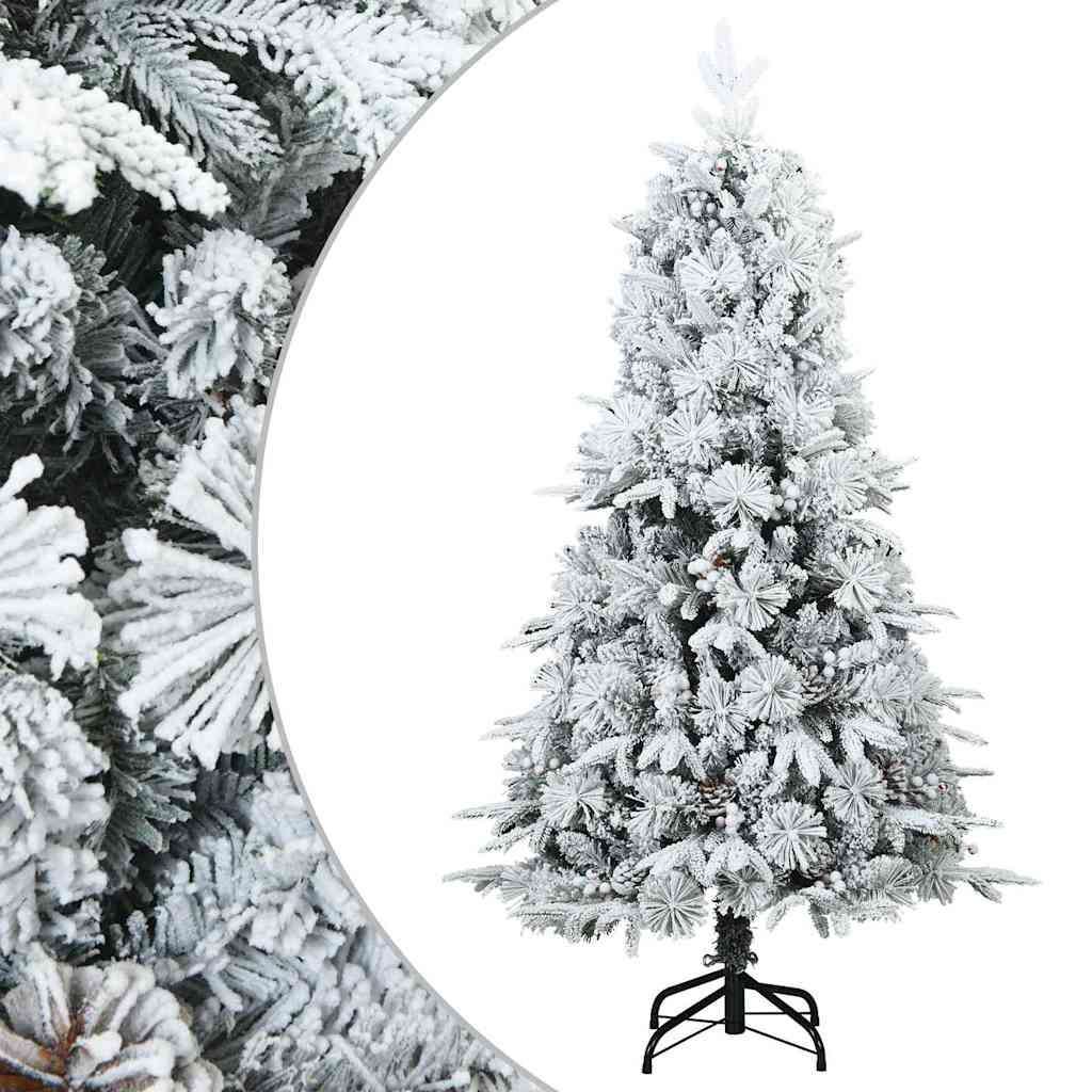 Kunstig svingbar juletre med snødekk med stativ Hvit 150 cm