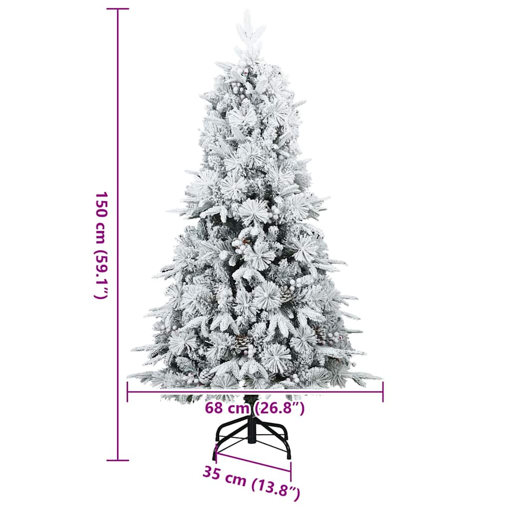 Kunstig svingbar juletre med snødekk med stativ Hvit 150 cm
