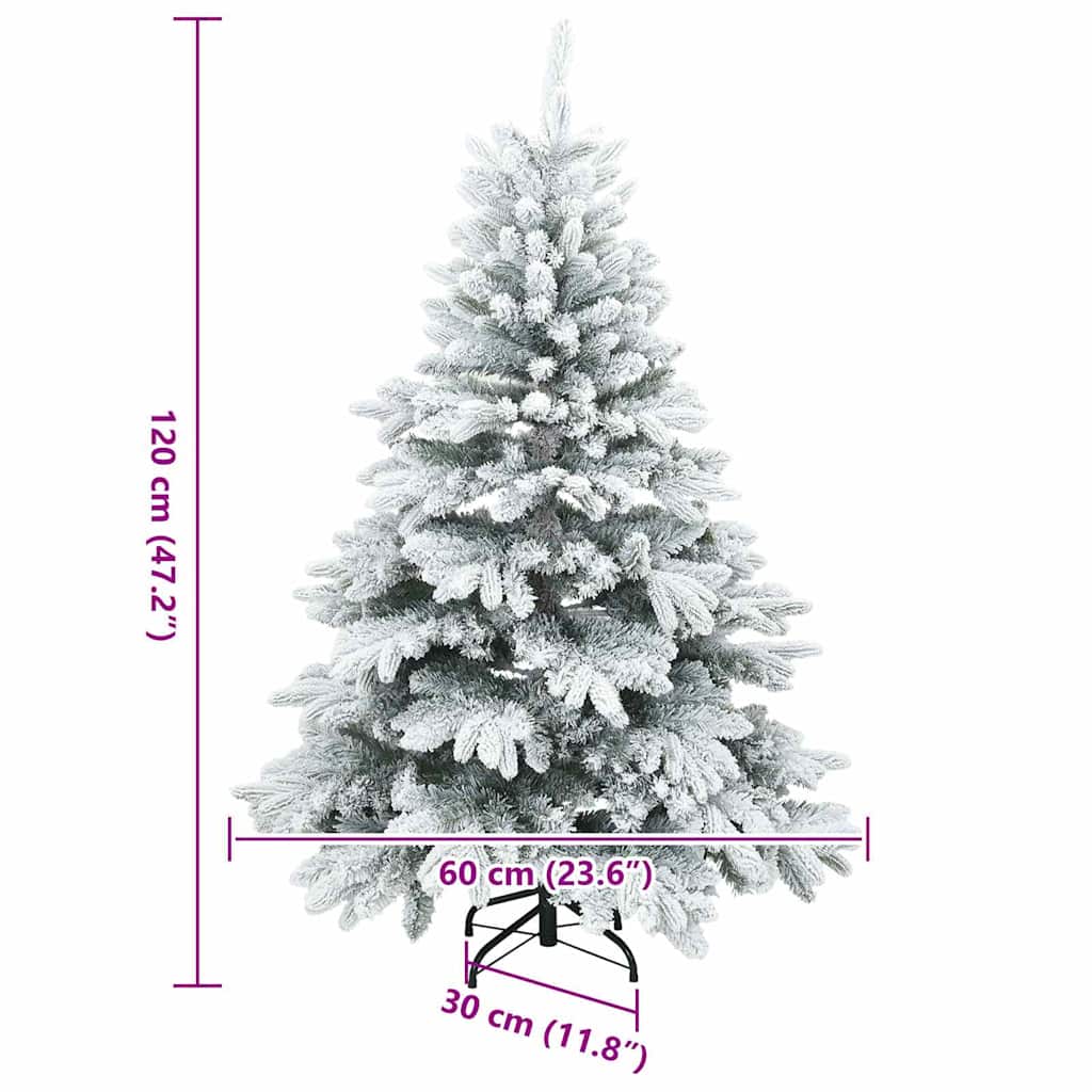 Moderne Kunstig Hengslet Juletre Snø Flocket Hvit 120 cm