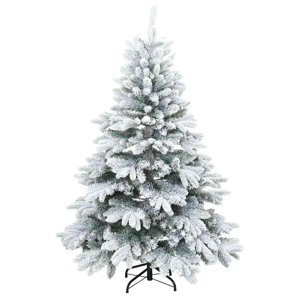 Moderne Kunstig Hengslet Juletre Snø Flocket Hvit 150 cm