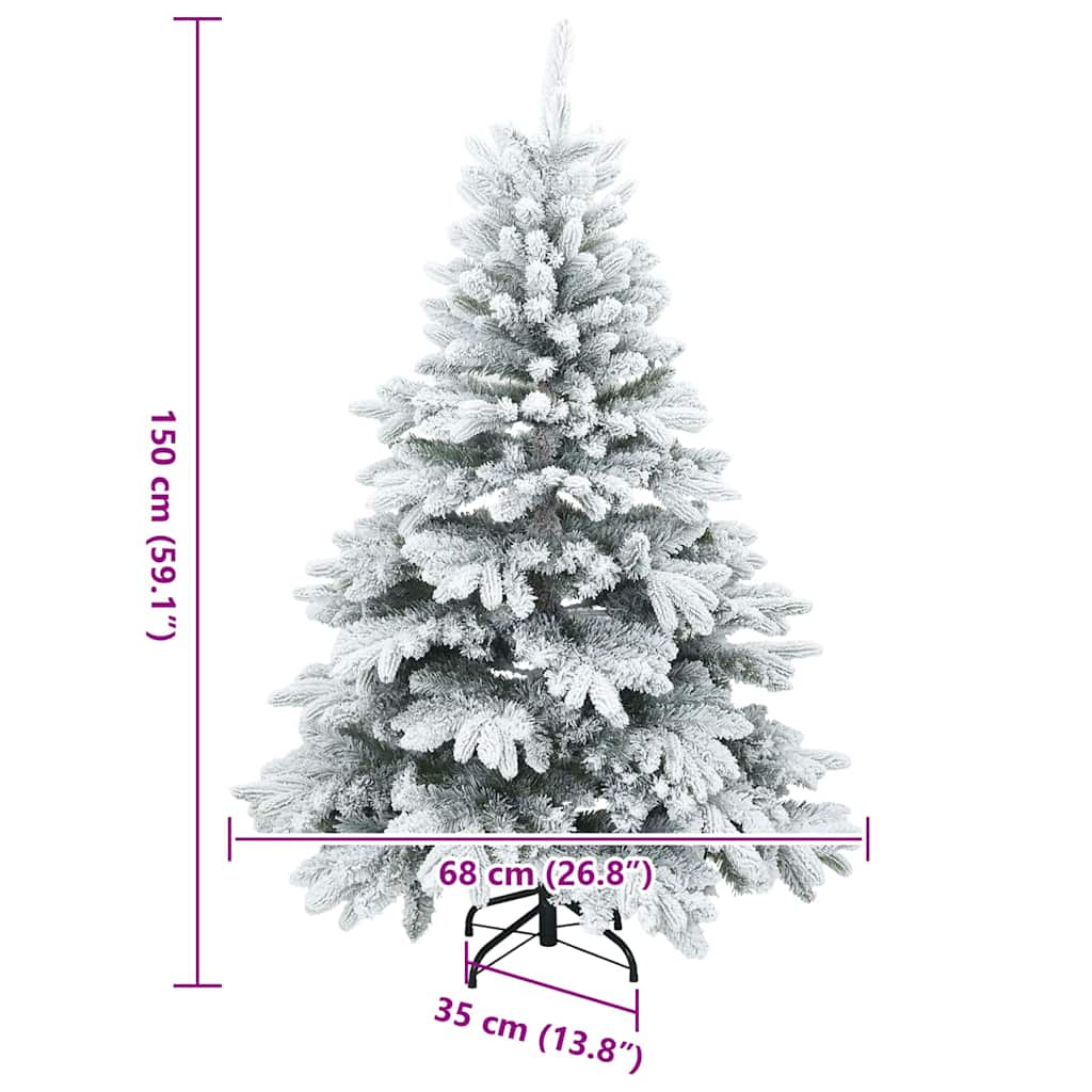 Moderne Kunstig Hengslet Juletre Snø Flocket Hvit 150 cm