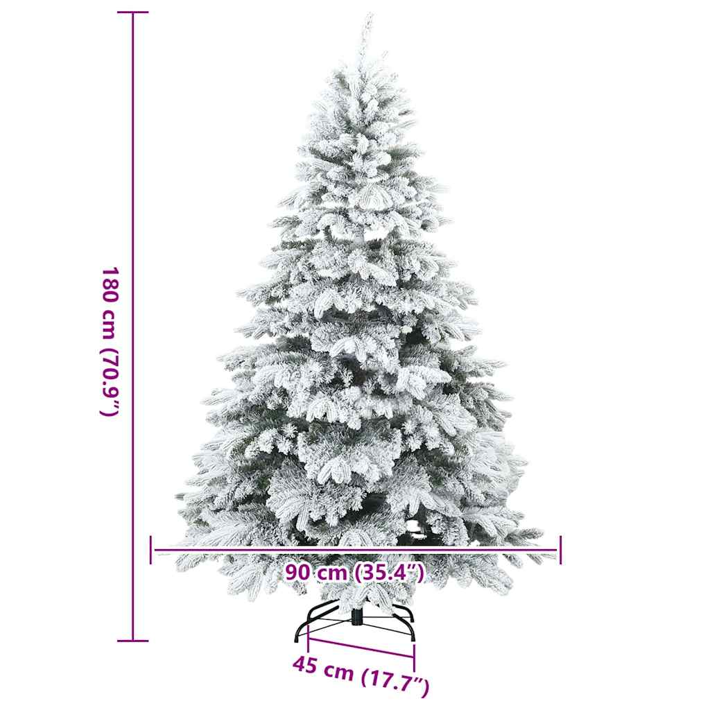 Moderne Kunstig Hengslet Juletre Snø Flocket Hvit 180 cm