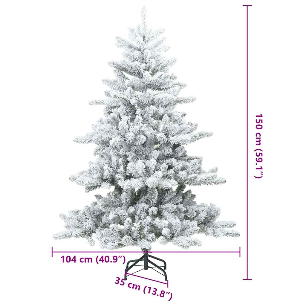 Kunstig svingbar juletre med snødekk Hvit 150 cm PVC, stål