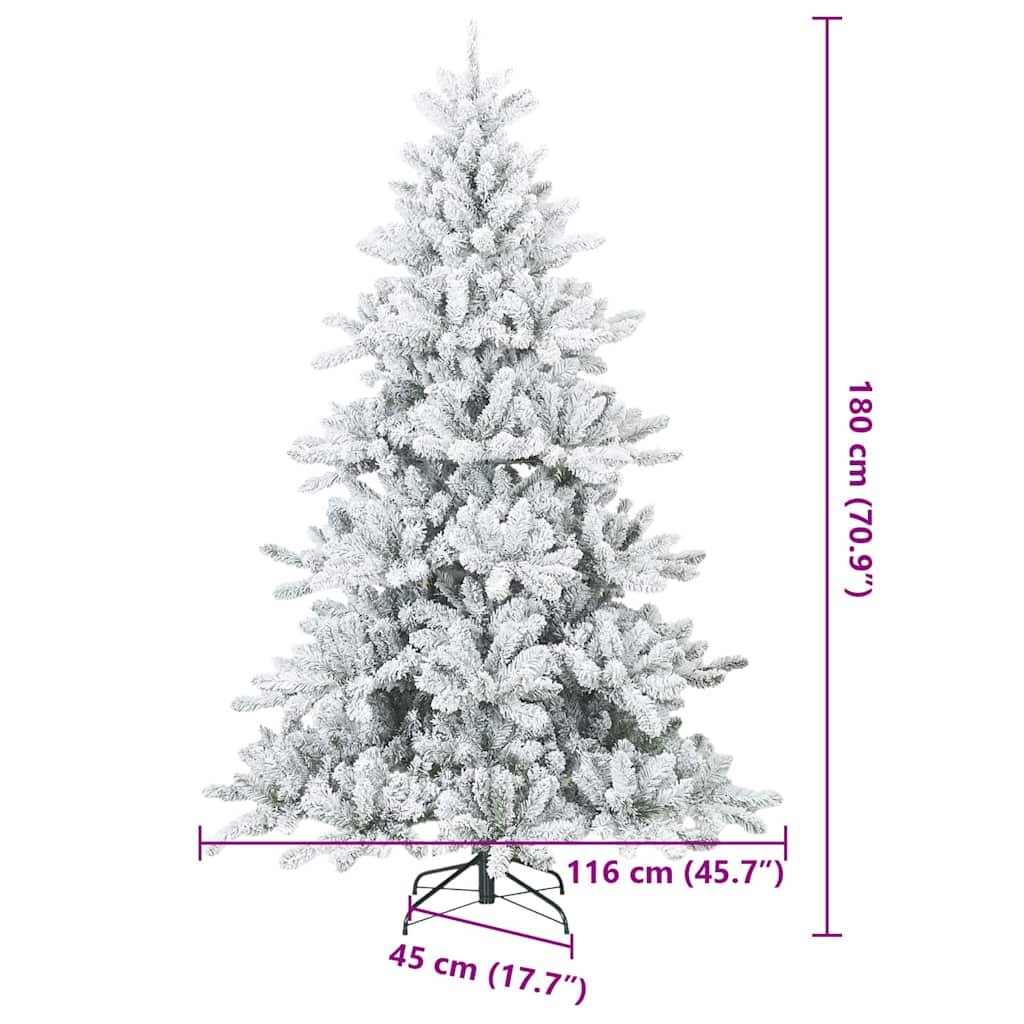 Moderne Kunstig Hengslet Juletre Snø Flocket Hvit 180 cm