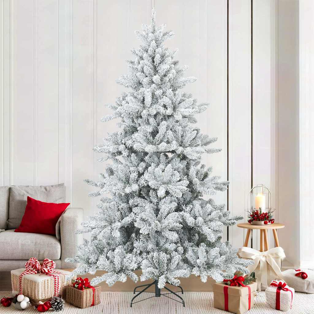 Kunstig svingbar juletre med snødekk Hvit 210 cm PVC, stål