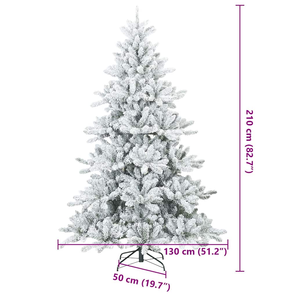 Moderne Kunstig Hengslet Juletre Snø Flocket Hvit 210 cm