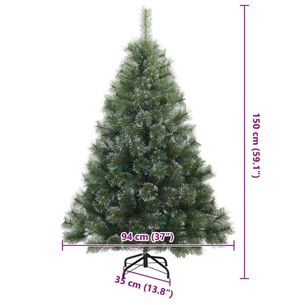 Moderne Kunstig Hengslet Juletre Snø Flocket Hvit 150 cm