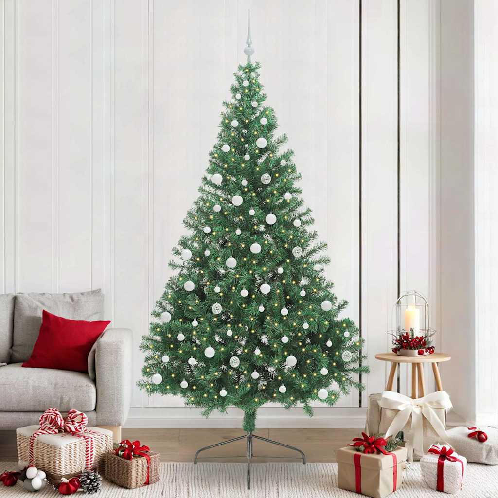 Kunstig Forhåndsopplyst Juletre med 300 LED grønn 240 cm PVC