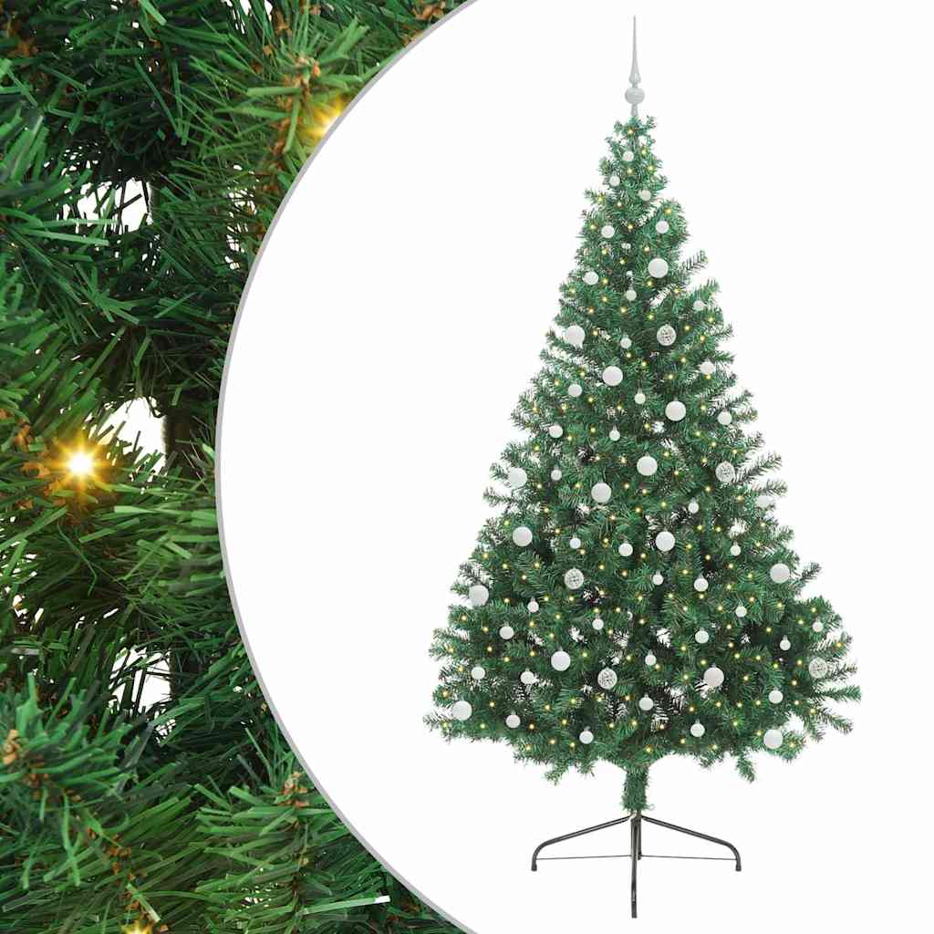 Kunstig Forhåndsopplyst Juletre med 300 LED grønn 240 cm PVC