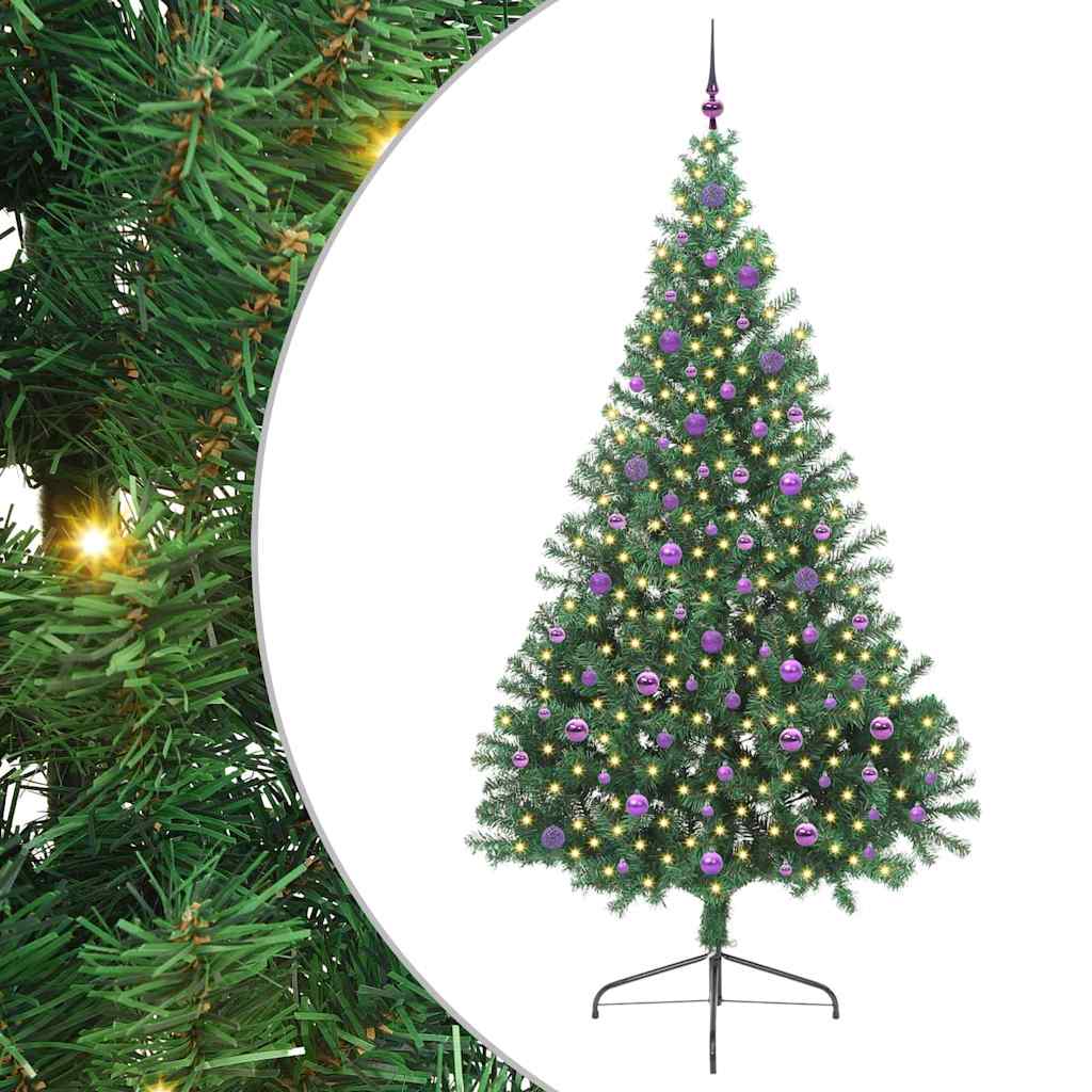 Kunstig Forhåndsopplyst Juletre med 300 LED grønn 240 cm PVC