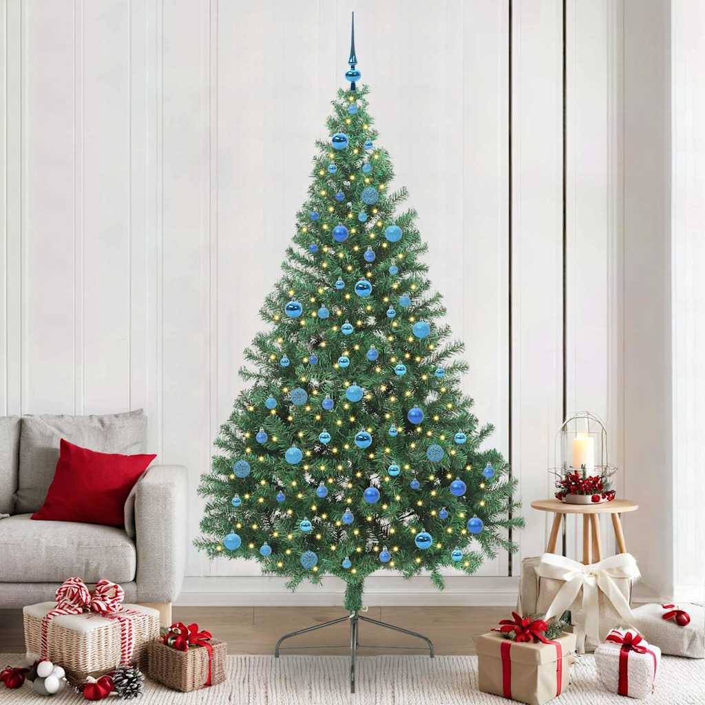 Kunstig Forhåndsopplyst Juletre med 300 LED grønn 240 cm PVC