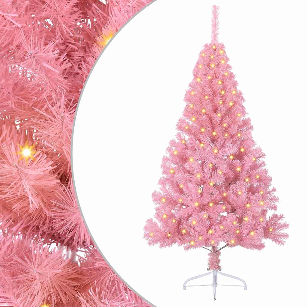 Kunstig Forhåndsopplyst Juletre med 150 LED Rosa 150 cm PVC