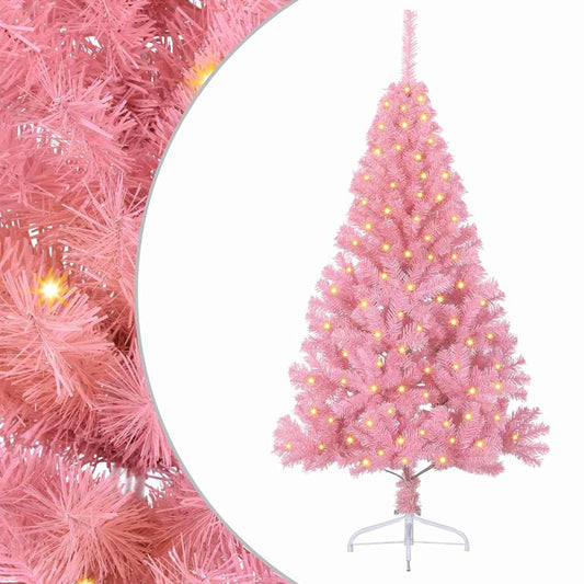 Kunstig Forhåndsopplyst Juletre med 150 LED Rosa 150 cm PVC