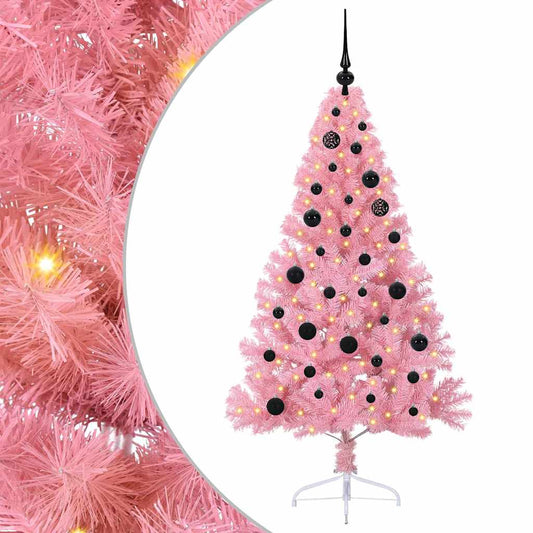 Kunstig Forhåndsopplyst Juletre med 150 LED Rosa 150 cm PVC