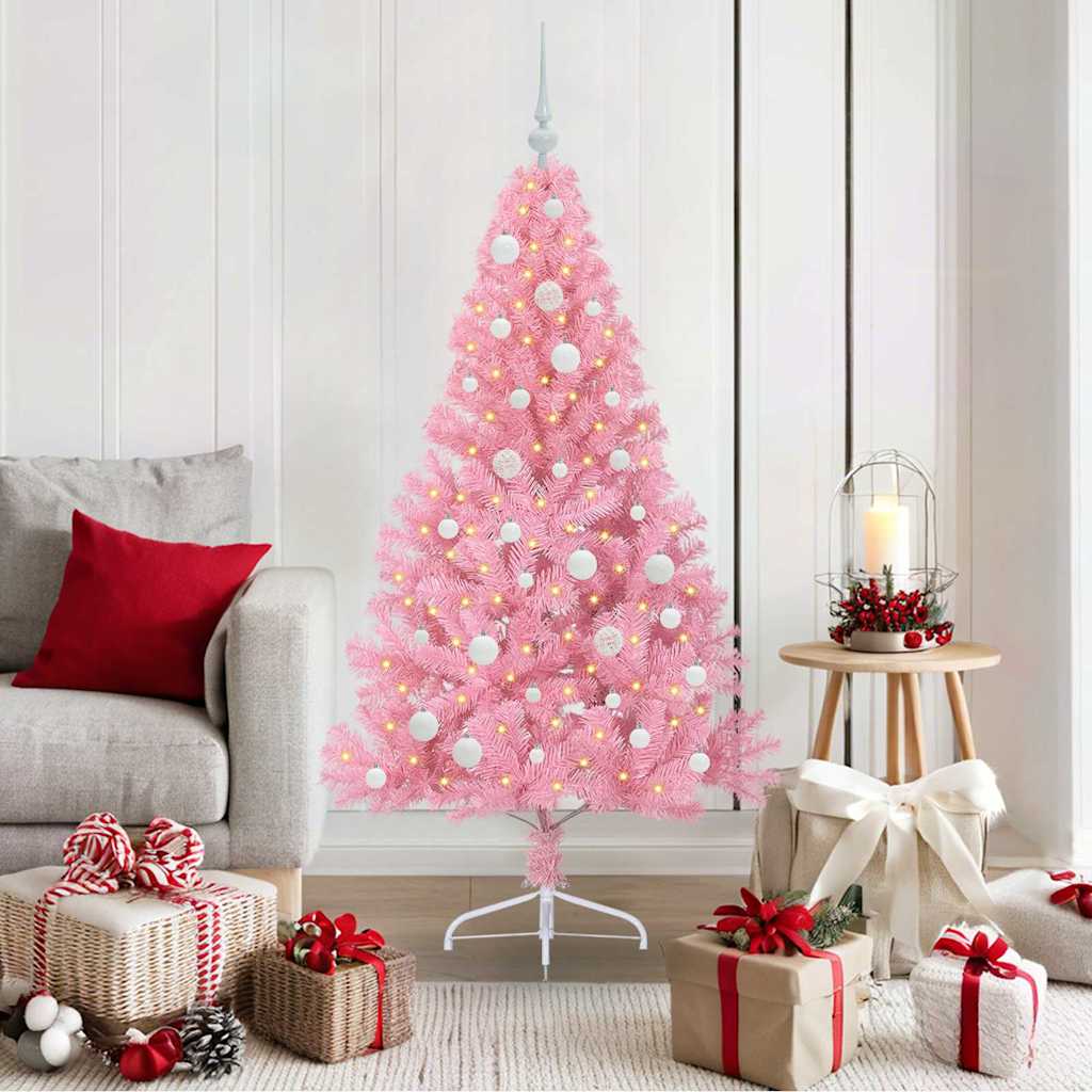 Kunstig Forhåndsopplyst Juletre med 150 LED Rosa 150 cm PVC