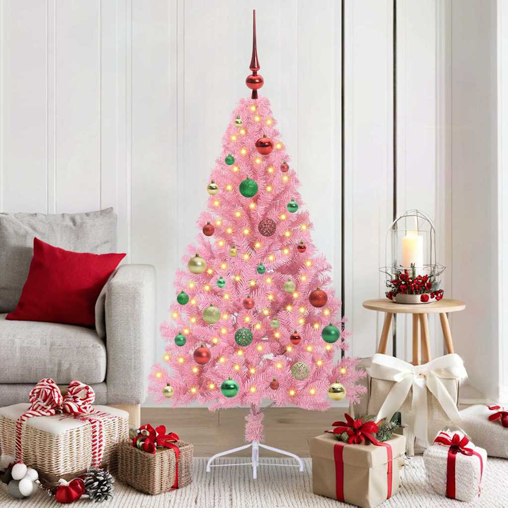 Kunstig Forhåndsopplyst Juletre med 150 LED Rosa 150 cm PVC