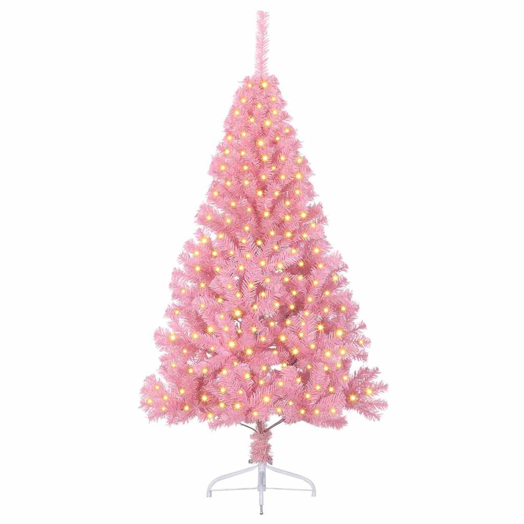 Kunstig Forhåndsopplyst Juletre med 300 LED Rosa 180 cm PVC