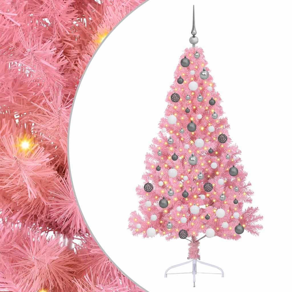 Kunstig Forhåndsopplyst Juletre med 300 LED Rosa 180 cm PVC