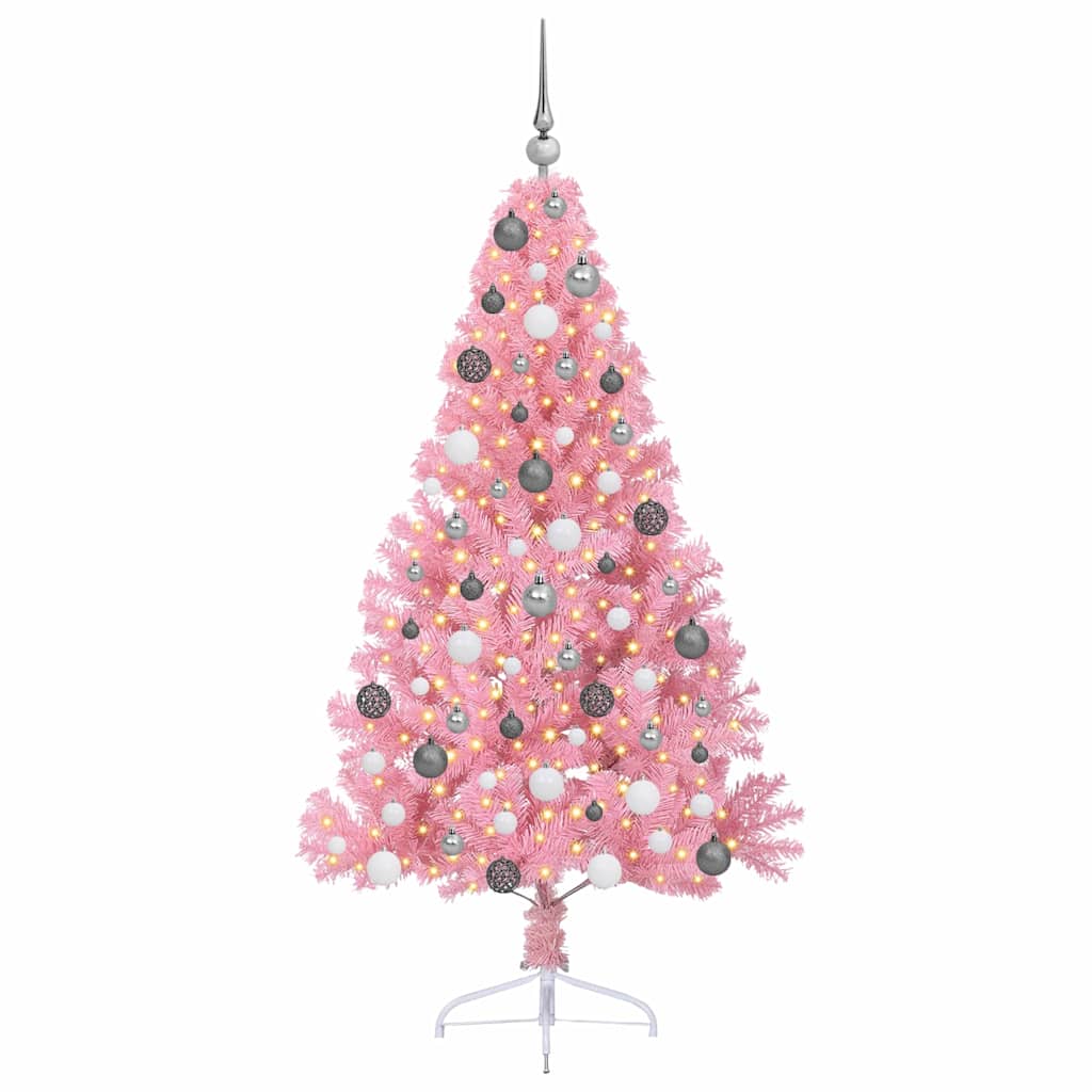 Kunstig Forhåndsopplyst Juletre med 300 LED Rosa 180 cm PVC