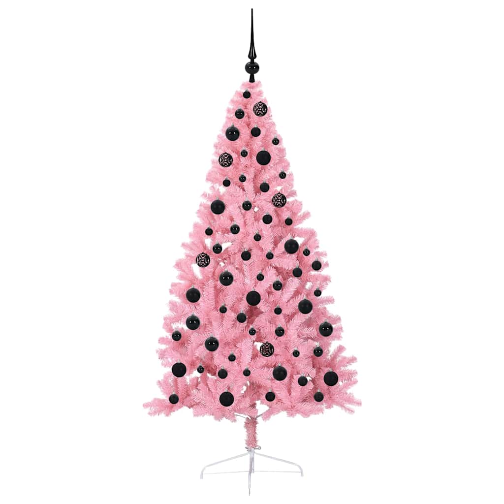 Kunstig Forhåndsopplyst Juletre med 300 LED Rosa 180 cm PVC