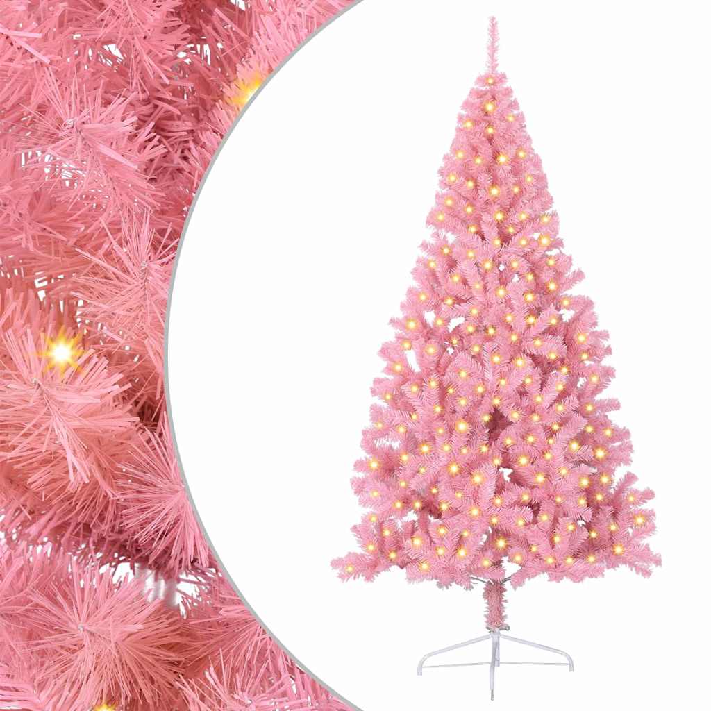 Kunstig Forhåndsopplyst Juletre med 300 LED Rosa 240 cm PVC